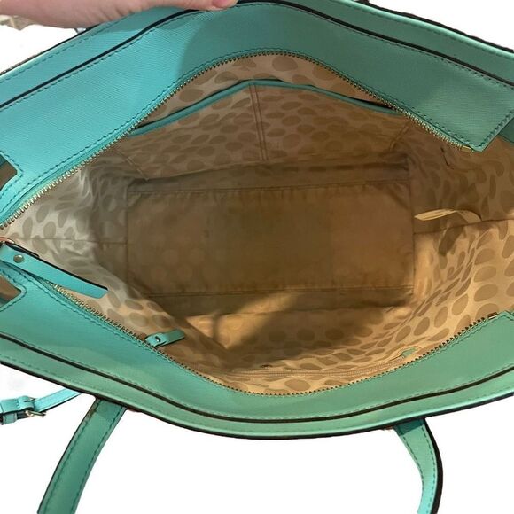 Kate Spade Leather Cedar Street Hayden Satchel Turquoise - Picture 10 of 11